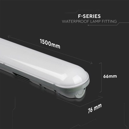 Lampă Waterproof cu LED PC/PC 1500mm 48W, Alb natural V-TAC VT-1548 4500K 48W
