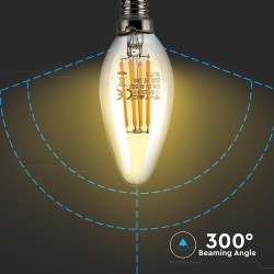 Lampi Iluminare, Bec LED - 4W Filament E14 Tip Lumânare Amber Alb cald -7, dioda.ro