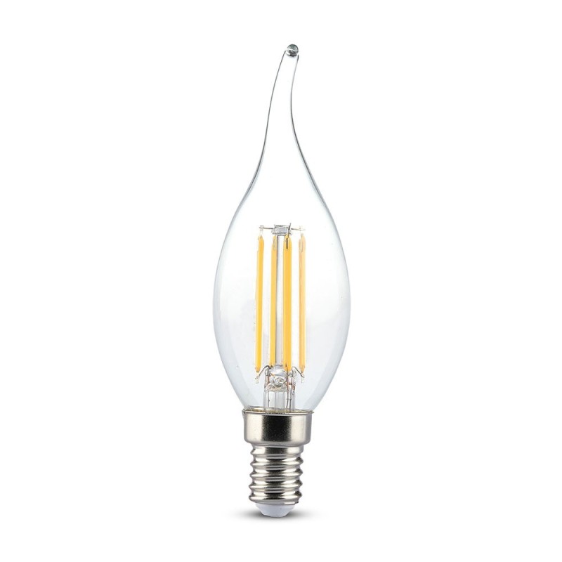 Lampi Iluminare, Bec LED - 4W Filament E14 Tip Lumânare cu flacără Amber Alb cald -1, dioda.ro