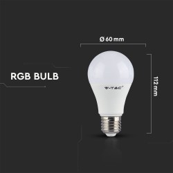 Lampi Iluminare, Bec LED - 6W E27 A60 RGB Cu control de la distanță Alb rece -7, dioda.ro