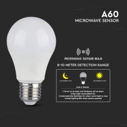 Lampi Iluminare, Bec LED 11W E27 A60 RA80 Senzor Microunde 4000K -8, dioda.ro