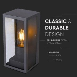 Lampi Iluminare, Lampă de perete 1*E27 Negru Mat Sticlă Clară -8, dioda.ro