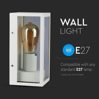 Lampi Iluminare, Lampă de perete 1*E27 Alb Mat Sticlă Clară -3, dioda.ro
