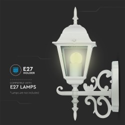 Lampi Iluminare, Corp iluminat grădină E27 Alb Mat Sus -9, dioda.ro