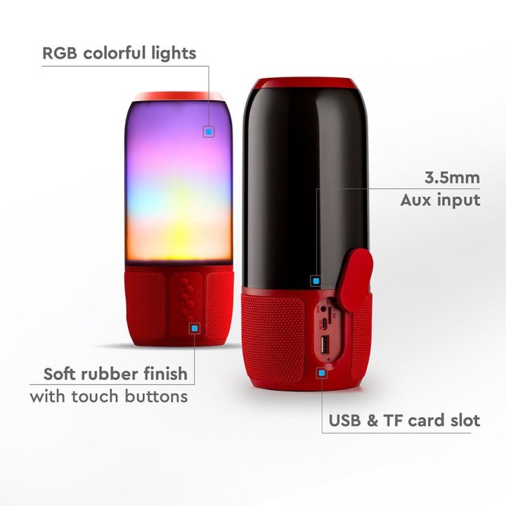 Lampi Iluminare, 2*3W LED Lampă de masă cu Boxă USB & TF Slot de Card Slot Roșu -14, dioda.ro