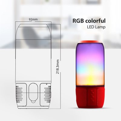 Lampi Iluminare, 2*3W LED Lampă de masă cu Boxă USB & TF Slot de Card Slot Roșu -16, dioda.ro
