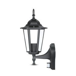 Lampi Iluminare, Lampa de gradina, prindere perete, cu senzor E27 Negru mat -2, dioda.ro