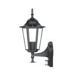 Lampi Iluminare, Lampa de gradina, prindere perete, cu senzor E27 Negru mat -1, dioda.ro