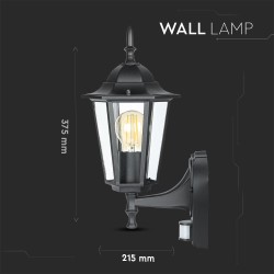 Lampi Iluminare, Lampa de gradina, prindere perete, cu senzor E27 Negru mat -7, dioda.ro