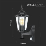 Lampi Iluminare, Lampa de gradina, prindere perete, cu senzor E27 Negru mat -1, dioda.ro