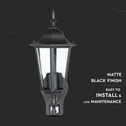 Lampi Iluminare, Lampa de gradina, prindere perete, cu senzor E27 Negru mat -8, dioda.ro
