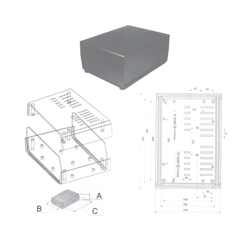 Carcasa plastic negru 118x297x216mm Z-39