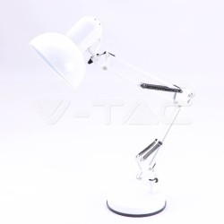Lampă de Birou Designer Ajustabilă Braț Metalic+Întrerupator & E27 Alb