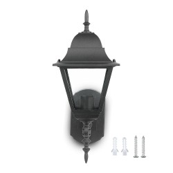 Lampi Iluminare, Corp iluminat grădină E27 Negru Mat Mare Sus -2, dioda.ro
