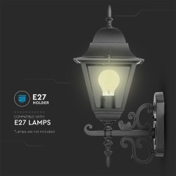 Lampi Iluminare, Corp iluminat grădină E27 Negru Mat Mare Sus -9, dioda.ro