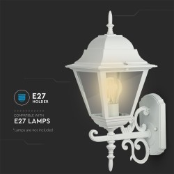 Lampi Iluminare, Corp iluminat grădină E27 Alb Mat Mare Sus -1, dioda.ro