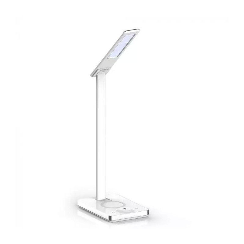 Lampi Iluminare, 5W Lampă LED de Birou 3 în 1 Încărcător Wireless Pătrată Corp Alb -1, dioda.ro
