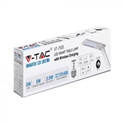 Lampi Iluminare, 5W Lampă LED de Birou 3 în 1 Încărcător Wireless Pătrată Corp Alb -2, dioda.ro