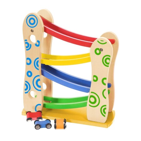 Jucarii, Pistă de tobogan din lemn + 3 mașini de jucărie Ecotoys -1, dioda.ro