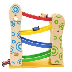 Jucarii, Pistă de tobogan din lemn + 3 mașini de jucărie Ecotoys -3, dioda.ro