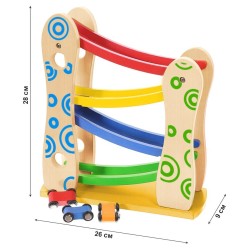 Jucarii, Pistă de tobogan din lemn + 3 mașini de jucărie Ecotoys -5, dioda.ro