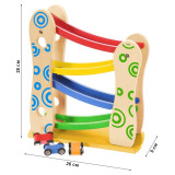Jucarii, Pistă de tobogan din lemn + 3 mașini de jucărie Ecotoys -5, dioda.ro