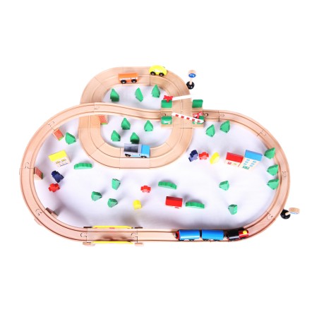 Jucarii, Tren cu telecabină din lemn cu baterii Ecotoys -1, dioda.ro