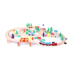 Jucarii, Tren cu telecabină din lemn cu baterii Ecotoys -1, dioda.ro