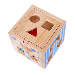 Jucarii, Sortare din lemn, cub educațional + blocuri Ecotoys -1, dioda.ro