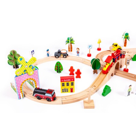 Ecotoys de 78el cu tren de lemn