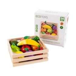 Jucarii, Fructe din lemn pentru tăiere cu magnet Ecotoys -3, dioda.ro