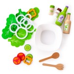 Jucarii, Set de salată de legume din lemn cu un castron de ecotoys -1, dioda.ro