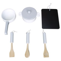 Set de gatit din lemn pentru 6 accesorii Ecotoys