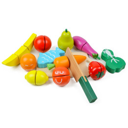 Jucarii, Lemn Fructe Legume Tăiere alimentară 13buc Ecotoys -1, dioda.ro