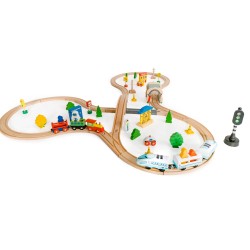 Jucarii, Baterie pentru tren funicular din lemn Ecotoys 69el -3, dioda.ro