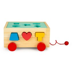 Jucarii, Cărucior de sortare din lemn cu blocuri - cub educativ pentru copii -2, dioda.ro