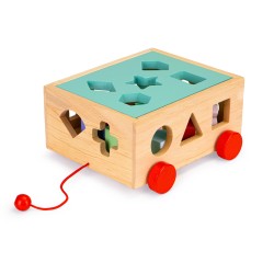 Jucarii, Cărucior de sortare din lemn cu blocuri - cub educativ pentru copii -4, dioda.ro