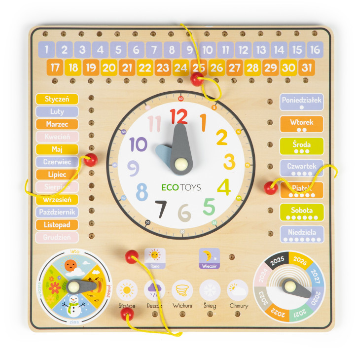 Jucarii, Calendar de ceas bord de manipulare din lemn -2, dioda.ro