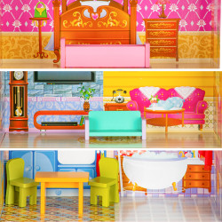 Jucarii, Casă de păpuși înaltă din lemn + mobilier ECOTOYS -3, dioda.ro