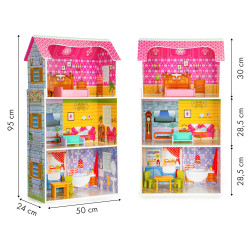 Jucarii, Casă de păpuși înaltă din lemn + mobilier ECOTOYS -5, dioda.ro