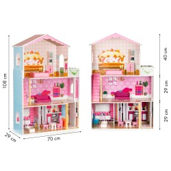 Jucarii, Casă de păpuși din lemn cu lift + mobilier ECOTOYS -5, dioda.ro