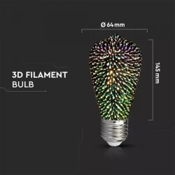 Lampi Iluminare, Bec LED 3W E27 cu Filament 3D ST64 3000K -3, dioda.ro