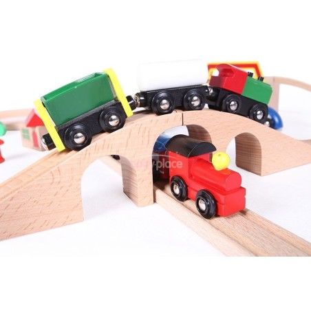 Linie de tren din lemn 49buc EcoToys