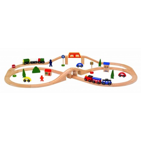 Jucarii, Linie de tren din lemn 49buc EcoToys -4, dioda.ro