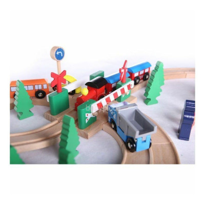 Jucării, Linie de tren din lemn 75 buc EcoToys - macheta -4, dioda.ro