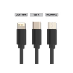 Cablu Geti GCU 01 USB 3in1 negru retractabil