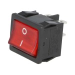 Intrerupatoare Comutatoare Butoane, ROCKER DPST Poz: 2 OFF-ON 6A/250VAC roşie lampă cu neon 250V -1, dioda.ro