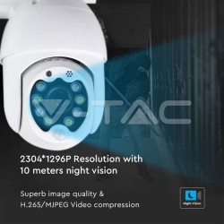Camere Supraveghere, Cameră Wi-Fi Exterior 8 LED-uri 3MP IP65 Dom SKU: 8988 | VT: VT-5158 -11, dioda.ro