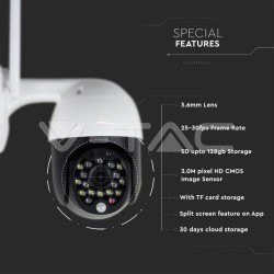 Camere Supraveghere, Cameră Wi-Fi Exterior cu Lumină Roșie&Albastră 3MP IP65 Dom SKU: 8989 | VT: VT-5159 -7, dioda.ro