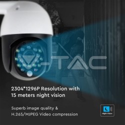 Camere Supraveghere, Cameră Wi-Fi Exterior cu Lumină Roșie&Albastră 3MP IP65 Dom SKU: 8989 | VT: VT-5159 -9, dioda.ro